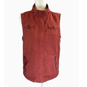 Sonoma Sherpa Lined Utility Vest Medium Rust Red Snap Zip Outdoor Jacket
